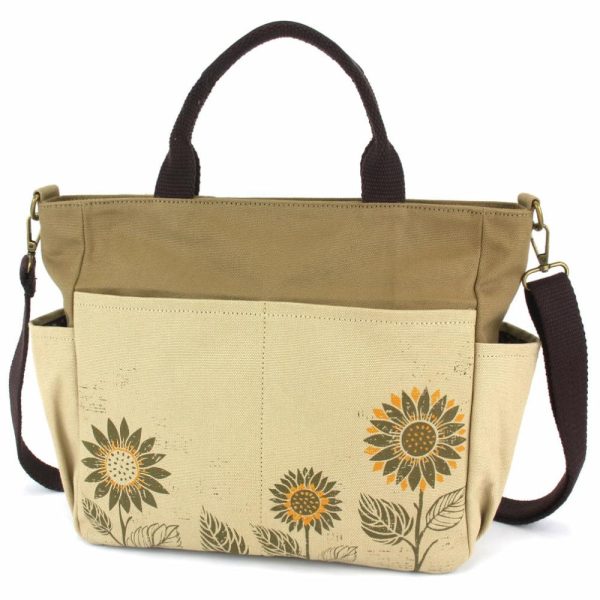 Totes & Satchels |  Canvas Print Pocket Tote – Sunflower Totes & Satchels Sand Approx