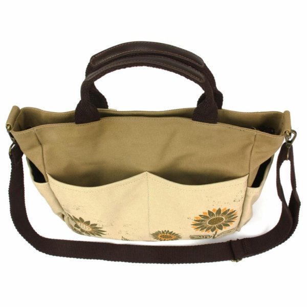 Totes & Satchels |  Canvas Print Pocket Tote – Sunflower Totes & Satchels Sand Approx