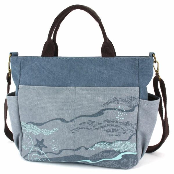 Totes & Satchels |  Canvas Print Pocket Tote – Turtles Totes & Satchels Indigo Approx