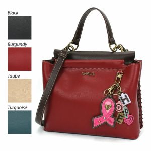 Totes & Satchels |  Charming Satchel – Charming Charms Pink Ribbon Totes & Satchels Black