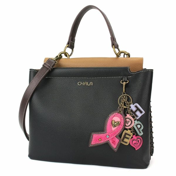 Totes & Satchels |  Charming Satchel – Charming Charms Pink Ribbon Totes & Satchels Black