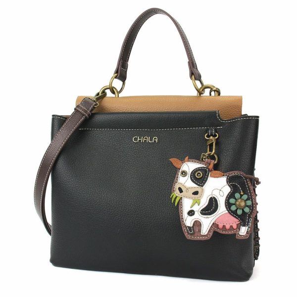 Totes & Satchels |  Charming Satchel – Cow Totes & Satchels Black