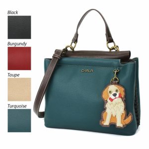 Totes & Satchels |  Charming Satchel – Golden Retriever Totes & Satchels Black