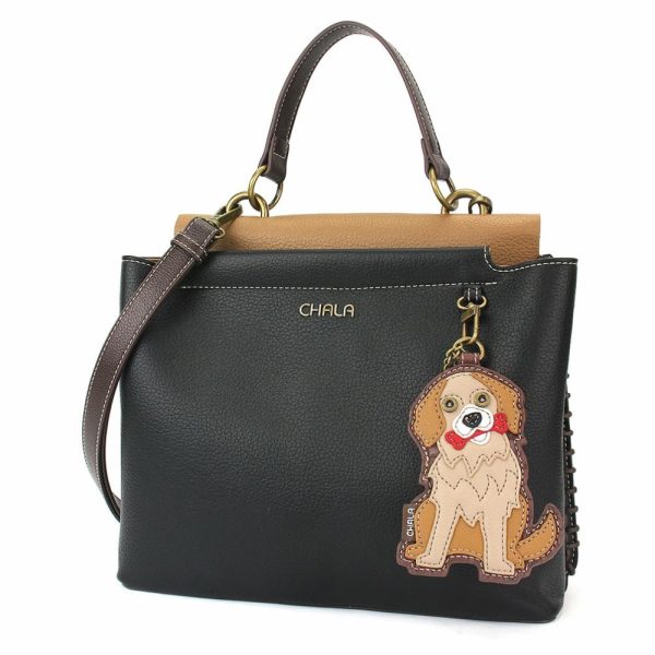 Totes & Satchels |  Charming Satchel – Golden Retriever Totes & Satchels Black