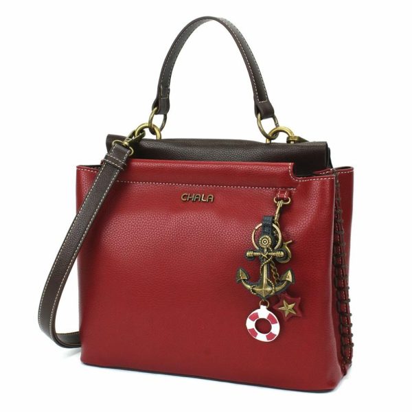 Totes & Satchels |  Charming Satchel – Metal Charming Anchor Totes & Satchels Black