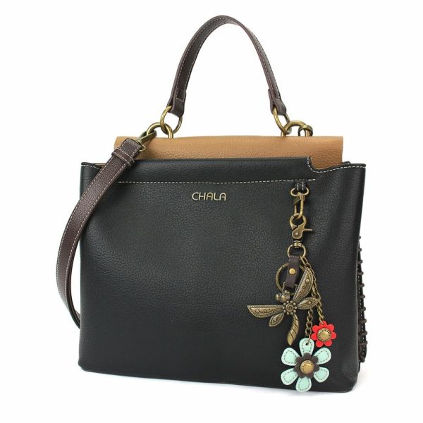 Totes & Satchels |  Charming Satchel – Metal Charming Dragonfly Totes & Satchels Black