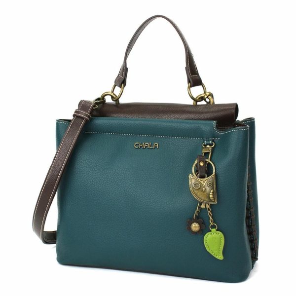 Totes & Satchels |  Charming Satchel – Metal Charming Owl Totes & Satchels Black