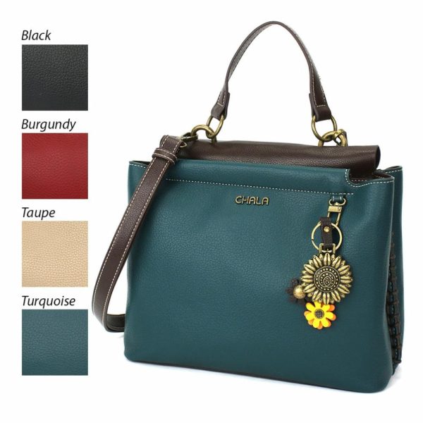 Totes & Satchels |  Charming Satchel – Metal Charming Sunflower Totes & Satchels Black