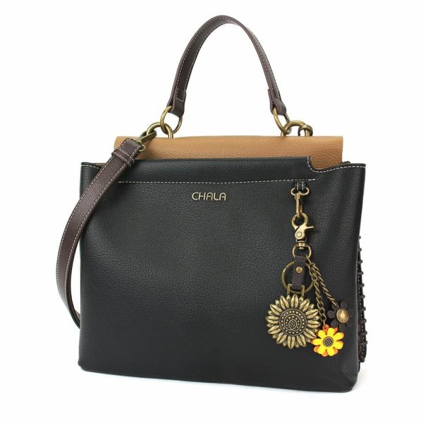 Totes & Satchels |  Charming Satchel – Metal Charming Sunflower Totes & Satchels Black