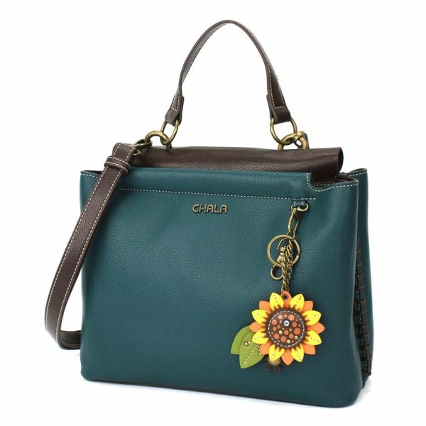 Totes & Satchels |  Charming Satchel – Mini Keychain Sunflower Totes & Satchels Black