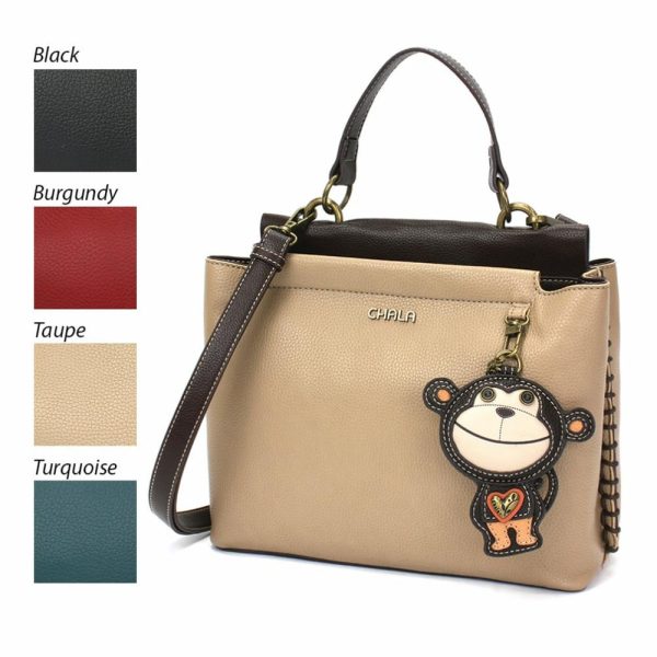 Totes & Satchels |  Charming Satchel – Monkey Totes & Satchels Black