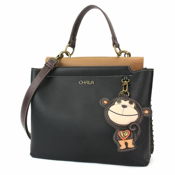 Totes & Satchels |  Charming Satchel – Monkey Totes & Satchels Black