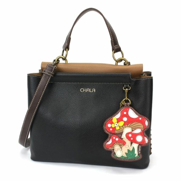 Totes & Satchels |  Charming Satchel – Mushrooms Totes & Satchels Black