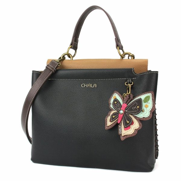 Totes & Satchels |  Charming Satchel – New Butterfly Totes & Satchels Black