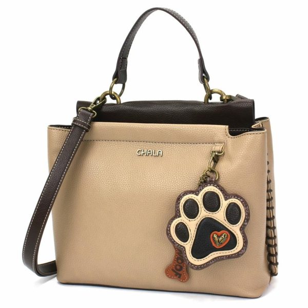 Totes & Satchels |  Charming Satchel – Pawprint Ivory Totes & Satchels Black