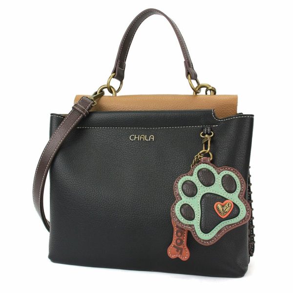 Totes & Satchels |  Charming Satchel – Pawprint Teal Totes & Satchels Black