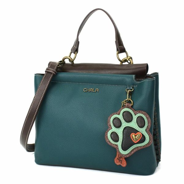 Totes & Satchels |  Charming Satchel – Pawprint Teal Totes & Satchels Black