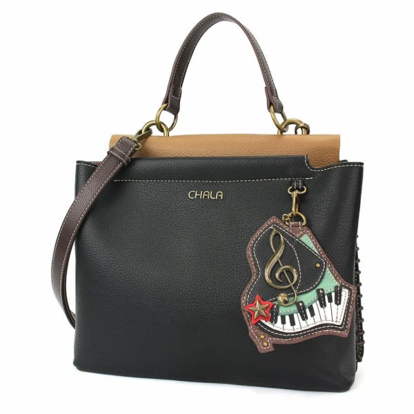 Totes & Satchels |  Charming Satchel – Piano Totes & Satchels Black