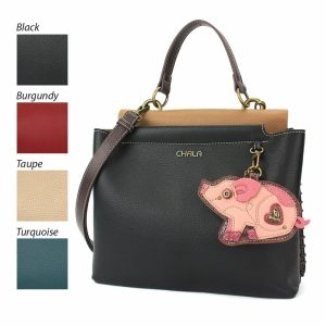 Totes & Satchels |  Charming Satchel – Pig Totes & Satchels Black