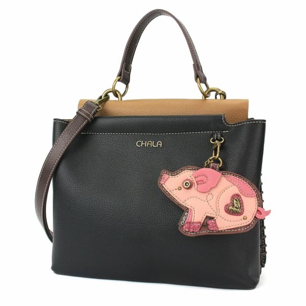 Totes & Satchels |  Charming Satchel – Pig Totes & Satchels Black