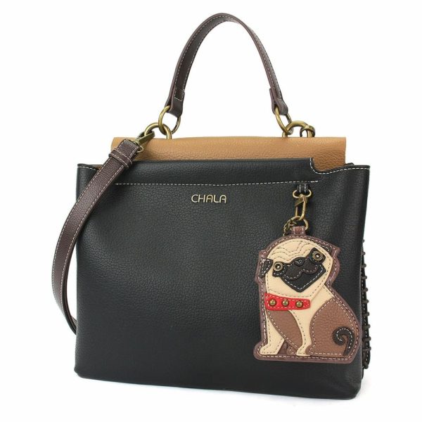 Totes & Satchels |  Charming Satchel – Pug Totes & Satchels Black