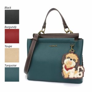 Totes & Satchels |  Charming Satchel – Shih Tzu Brown Totes & Satchels Black