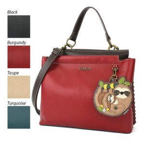 Totes & Satchels |  Charming Satchel – Sloth Family Totes & Satchels Black