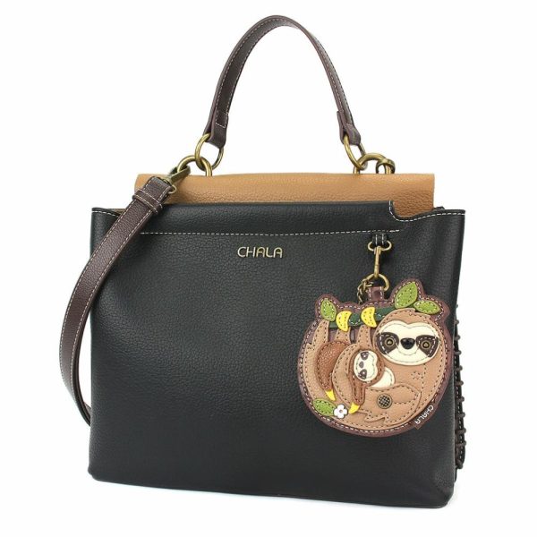 Totes & Satchels |  Charming Satchel – Sloth Family Totes & Satchels Black