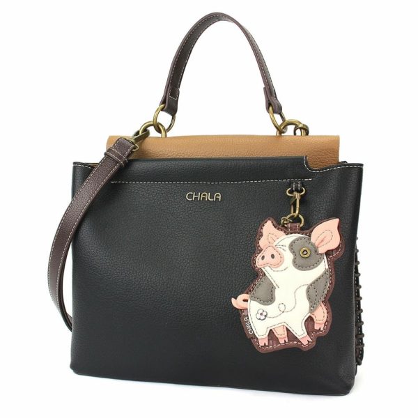 Totes & Satchels |  Charming Satchel – Spotted Pig Pink Totes & Satchels Black