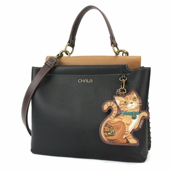 Totes & Satchels |  Charming Satchel – Tabby Cat Orange Totes & Satchels Black