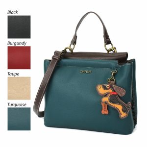 Totes & Satchels |  Charming Satchel – Wiener Dog Totes & Satchels Black