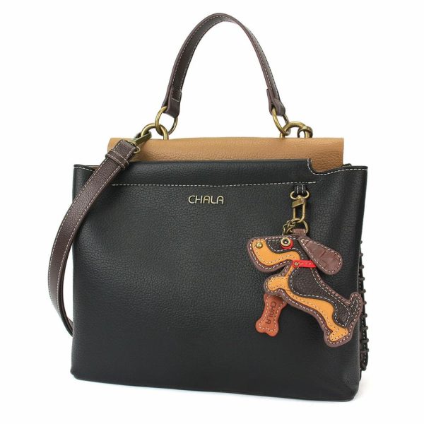 Totes & Satchels |  Charming Satchel – Wiener Dog Totes & Satchels Black