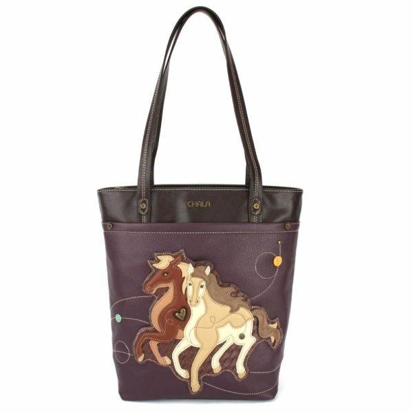 Totes & Satchels |  Deluxe Everyday Tote – Horses Totes & Satchels Plum Approx