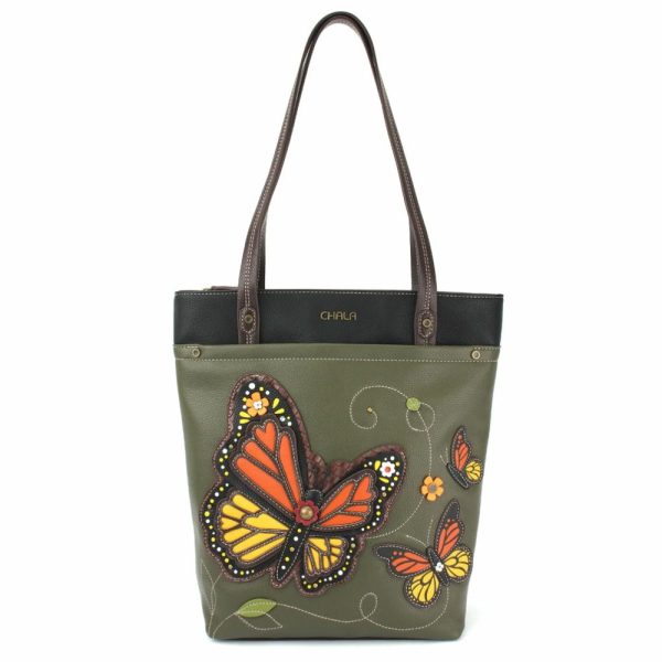 Totes & Satchels |  Deluxe Everyday Tote – Monarch Butterfly Totes & Satchels Olive Approx