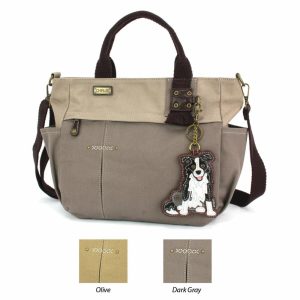 Totes & Satchels |  Multi Pocket Tote – Border Collie Totes & Satchels Dark Gray