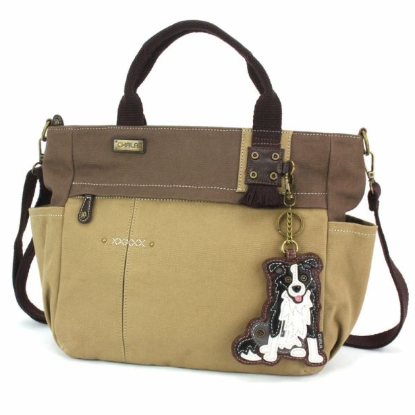 Totes & Satchels |  Multi Pocket Tote – Border Collie Totes & Satchels Dark Gray