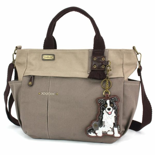 Totes & Satchels |  Multi Pocket Tote – Border Collie Totes & Satchels Dark Gray