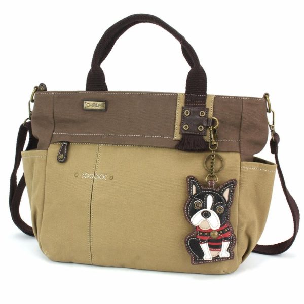 Totes & Satchels |  Multi Pocket Tote – Boston Terrier Totes & Satchels Dark Gray