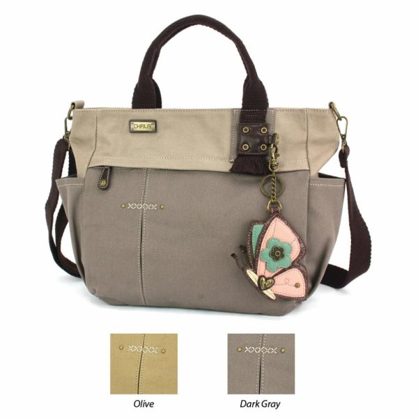 Totes & Satchels |  Multi Pocket Tote – Butterfly Totes & Satchels Dark Gray