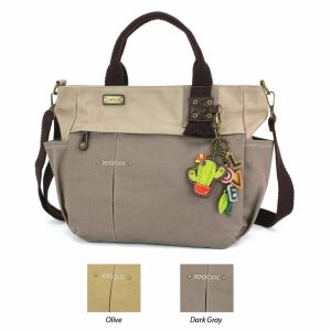 Totes & Satchels |  Multi Pocket Tote – Charming Charms Cactus+Love Totes & Satchels Dark Gray