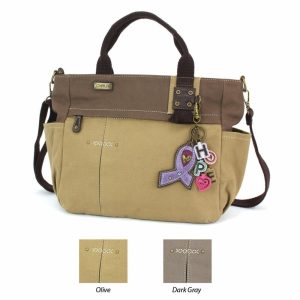 Totes & Satchels |  Multi Pocket Tote – Charming Charms Lavender Ribbon Totes & Satchels Dark Gray