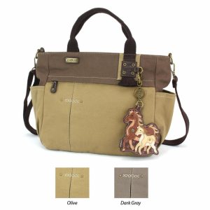 Totes & Satchels |  Multi Pocket Tote – Horse Family Totes & Satchels Dark Gray