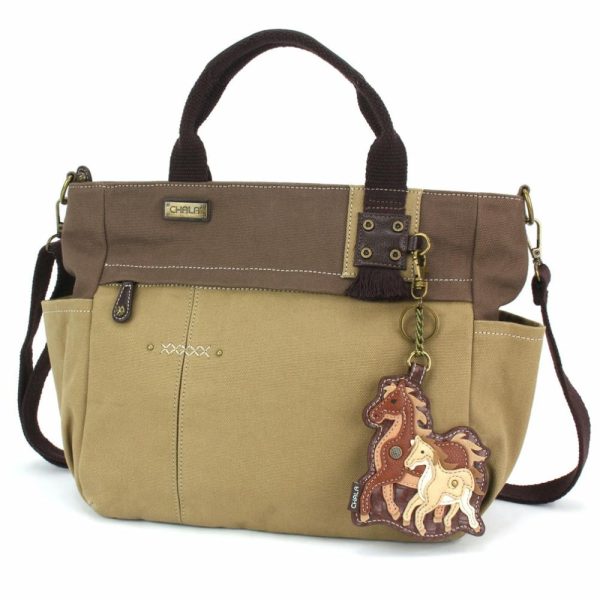 Totes & Satchels |  Multi Pocket Tote – Horse Family Totes & Satchels Dark Gray