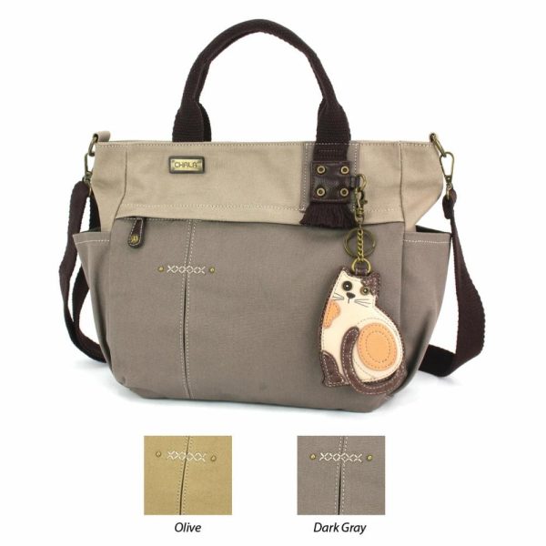 Totes & Satchels |  Multi Pocket Tote – Lazzy Cat Totes & Satchels Dark Gray