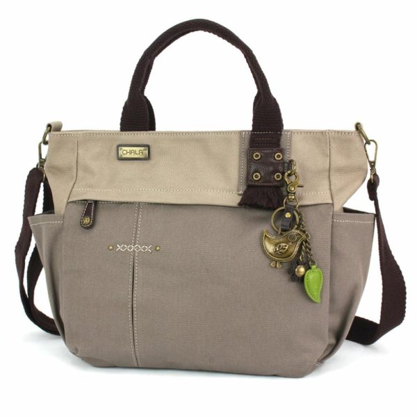 Totes & Satchels |  Multi Pocket Tote – Metal Charming Bird Totes & Satchels Dark Gray