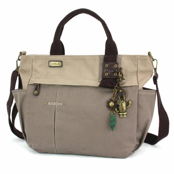 Totes & Satchels |  Multi Pocket Tote – Metal Charming Cactus Totes & Satchels Dark Gray