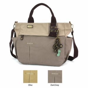 Totes & Satchels |  Multi Pocket Tote – Metal Charming Clef Totes & Satchels Dark Gray