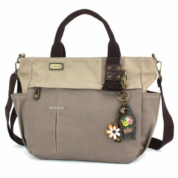 Totes & Satchels |  Multi Pocket Tote – Mini Keychain Bear Totes & Satchels Dark Gray