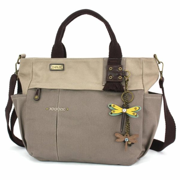 Totes & Satchels |  Multi Pocket Tote – Mini Keychain Dragonfly Yellow Totes & Satchels Dark Gray