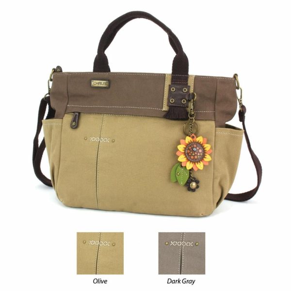 Totes & Satchels |  Multi Pocket Tote – Mini Keychain Sunflower Totes & Satchels Dark Gray